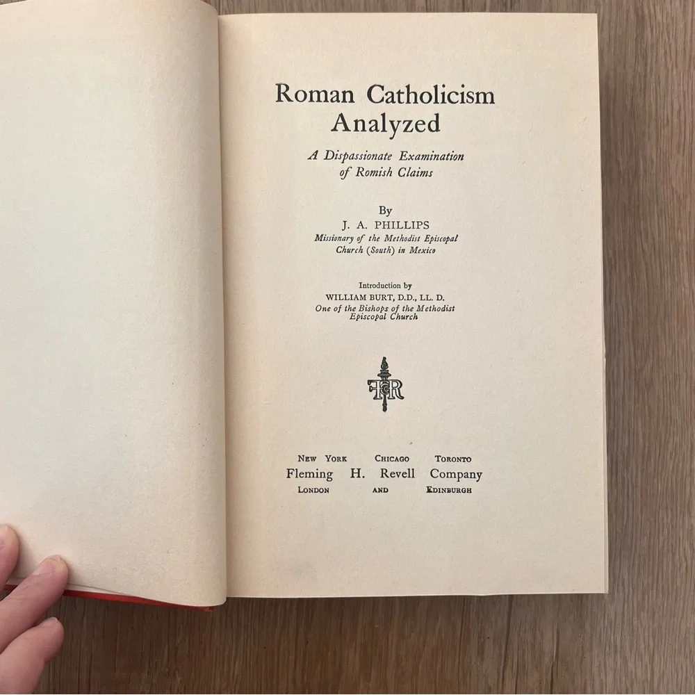 Antique Hardcover Book, 1915 Roman Catholicism Analyzed  by J.‎ A. Phillips